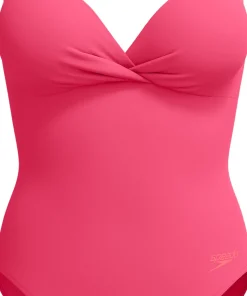 Speedo Womens Shaping Cross Knot 1 Piece Dark Pink