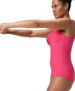Speedo Womens Shaping Cross Knot 1 Piece Dark Pink