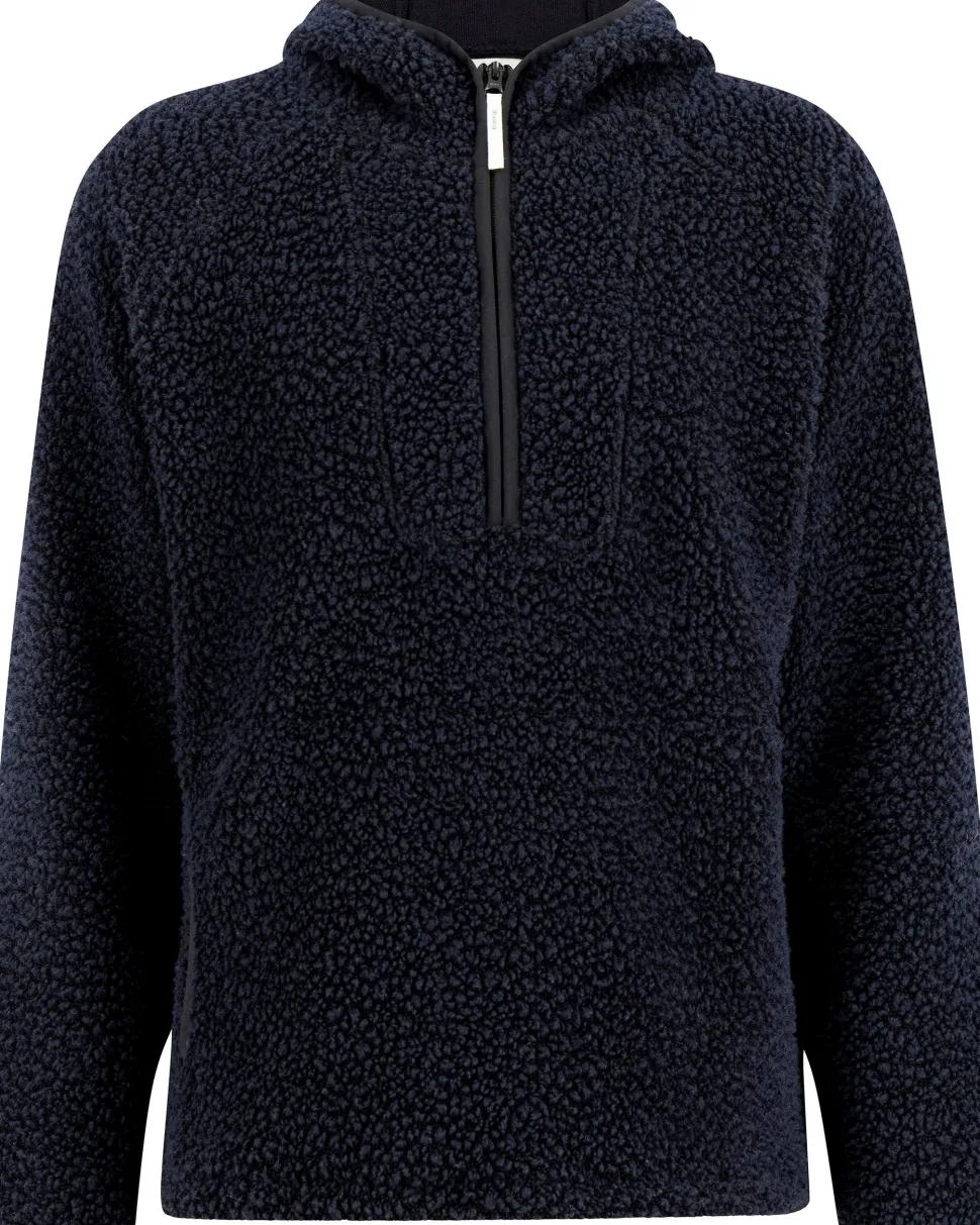 Ulvang Unisex Re Orbit Hooded Half Zip Wool Pile Navy Blue
