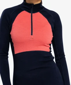 Ulvang Women's Peak Map Half Zip Baselayer Navy Blue/Mineral Red