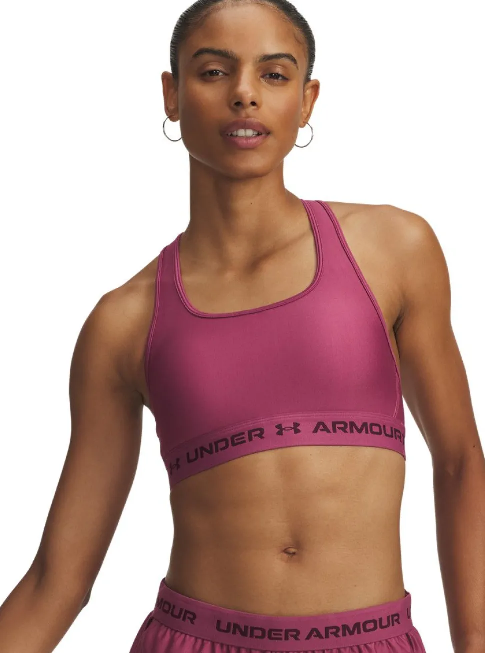 Under Armour Women's UA Crossback Mid Bra Fuchsia Dusk