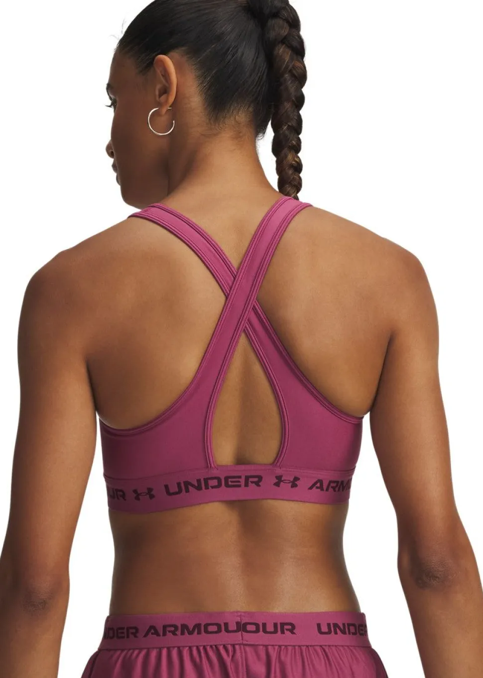 Under Armour Women's UA Crossback Mid Bra Fuchsia Dusk