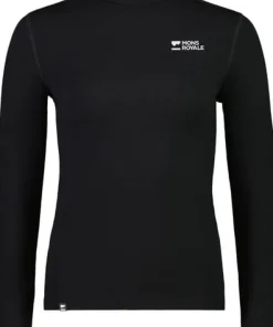 Women's Cascade Merino Base Layer Mock Neck Long Sleeve Black