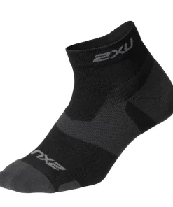 2XU Vectr Light Cush 1/4 Crew Sock Black/Titanium