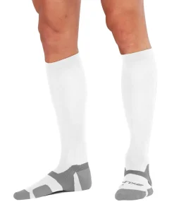 2XU VECTR Light Cushion Full Length Socks White/Grey