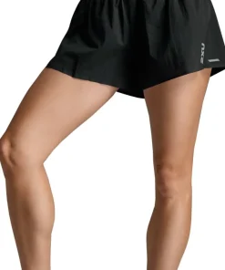 2XU Women's Aero Hi-Rise 2-In-1 3 Inch Shorts Black/silver Reflective