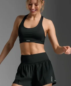 2XU Women's Aero Hi-Rise 2-In-1 3 Inch Shorts Black/silver Reflective
