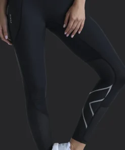 2XU Women's Aero Mesh Hi-Rise Compression Tights Black/silver Reflective