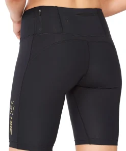 2XU Women's Light Speed Mid-Rise Compression Shorts Black/Gold