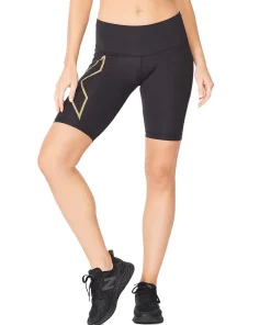 2XU Women's Light Speed Mid-Rise Compression Shorts Black/Gold