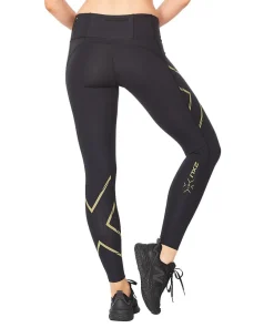 2XU Women's Light Speed Mid-Rise Compression Tights Black/Gold