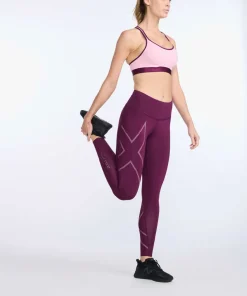 2XU Women's Light Speed Mid-Rise Compression Tights Beet/Beet Reflective